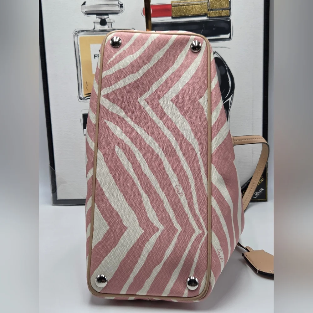 Coach Peyton Zebra Pattern Domed Satchel